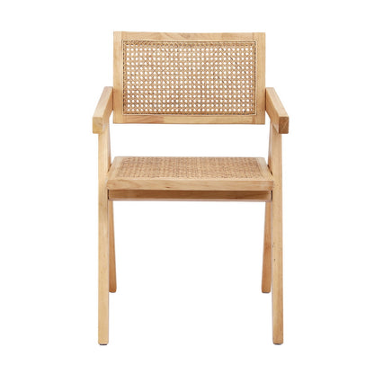 Artiss 1x Dining Chair Wooden Rattan Seat Rubber Wood Frame-Furniture &gt; Dining &gt; Kitchen &amp; Dining Chairs-PEROZ Accessories