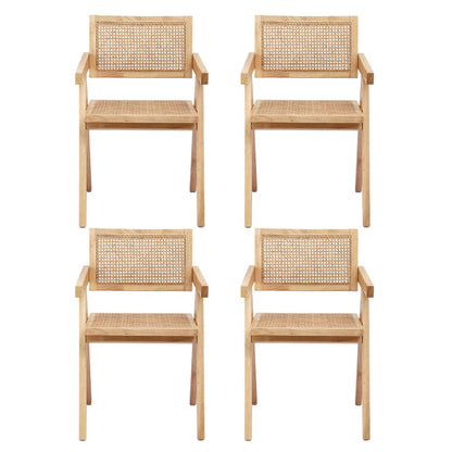 Artiss 4x Dining Chairs Wooden Rattan Seat Rubber Wood Frame-Furniture &gt; Dining &gt; Kitchen &amp; Dining Chairs-PEROZ Accessories