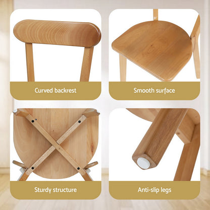 Artiss 2x Dining Chairs Wooden Kitchen Accent Chair Cafe Lounge Rubber Wood-Furniture > Dining > Kitchen &amp; Dining Chairs-PEROZ Accessories