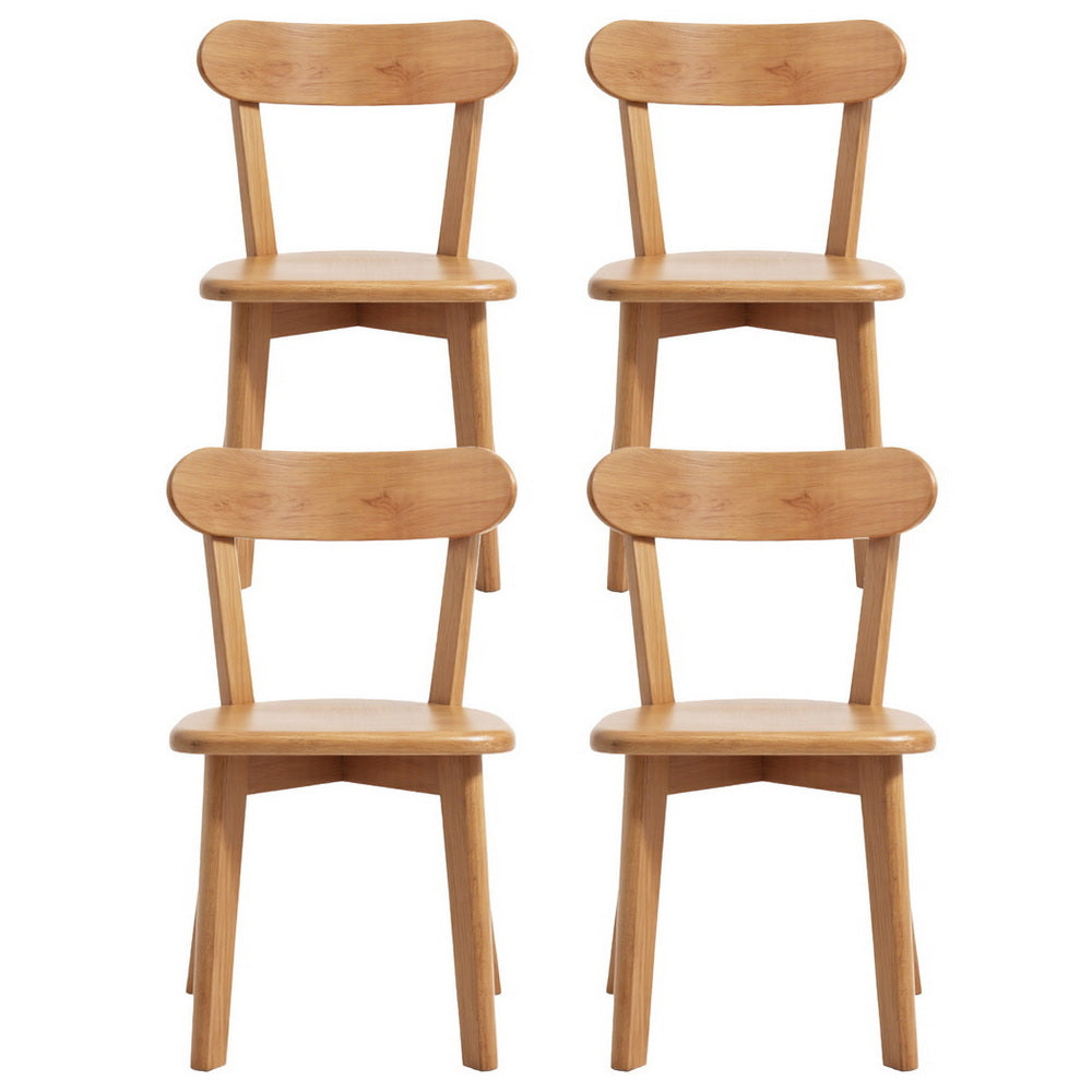 Artiss 4x Dining Chairs Wooden Kitchen Accent Chair Cafe Lounge Rubber Wood-Furniture > Dining > Kitchen &amp; Dining Chairs-PEROZ Accessories