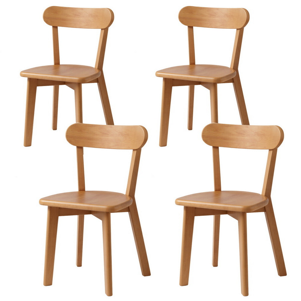 Artiss 4x Dining Chairs Wooden Kitchen Accent Chair Cafe Lounge Rubber Wood-Furniture > Dining > Kitchen &amp; Dining Chairs-PEROZ Accessories