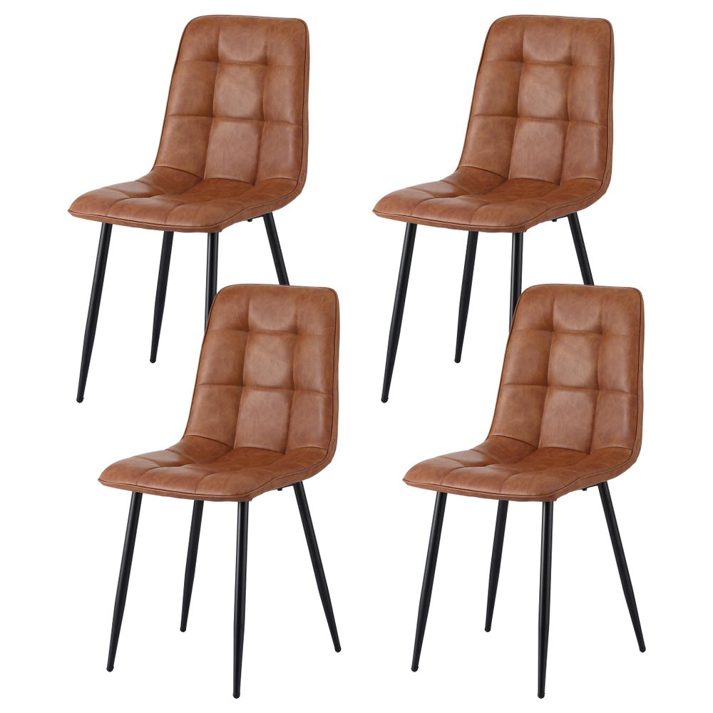 Artiss 4x Dining Chairs Retro PU Leather Kitchen Lounge Cafe Accent Chair Brown-Furniture &gt; Dining &gt; Kitchen &amp; Dining Chairs-PEROZ Accessories