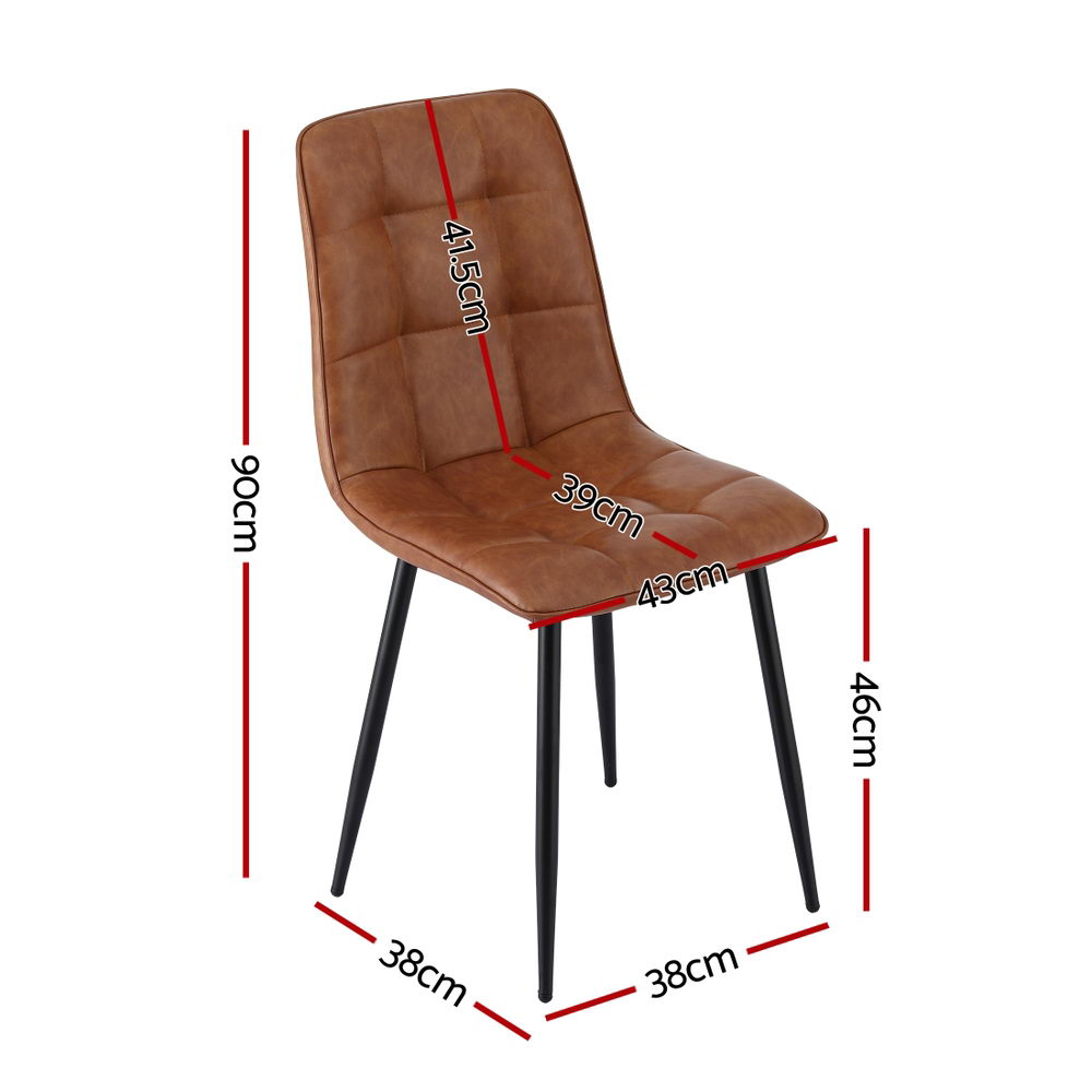 Artiss 4x Dining Chairs Retro PU Leather Kitchen Lounge Cafe Accent Chair Brown-Furniture &gt; Dining &gt; Kitchen &amp; Dining Chairs-PEROZ Accessories