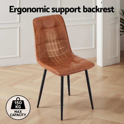 Artiss 4x Dining Chairs Retro PU Leather Kitchen Lounge Cafe Accent Chair Brown-Furniture &gt; Dining &gt; Kitchen &amp; Dining Chairs-PEROZ Accessories