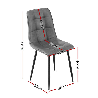 Artiss 4x Dining Chairs Retro PU Leather Kitchen Lounge Cafe Accent Chair Grey-Furniture &gt; Dining &gt; Kitchen &amp; Dining Chairs-PEROZ Accessories
