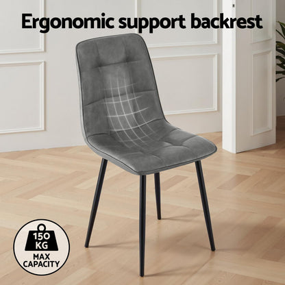 Artiss 4x Dining Chairs Retro PU Leather Kitchen Lounge Cafe Accent Chair Grey-Furniture &gt; Dining &gt; Kitchen &amp; Dining Chairs-PEROZ Accessories