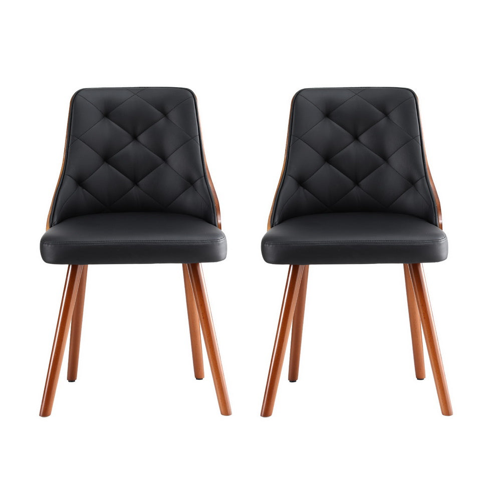 1 Set of 4 Artiss Dining Chairs Black PU-Furniture &gt; Dining &gt; Kitchen &amp; Dining Chairs-PEROZ Accessories