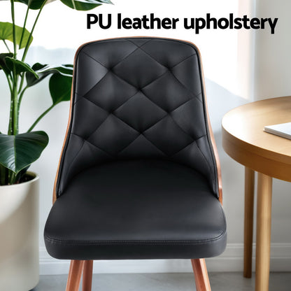 1 Set of 4 Artiss Dining Chairs Black PU-Furniture &gt; Dining &gt; Kitchen &amp; Dining Chairs-PEROZ Accessories