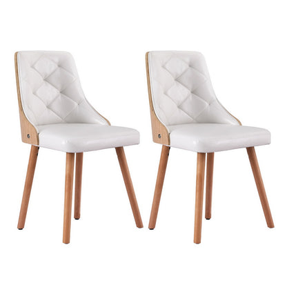 1 Set of 2 Artiss Dining Chairs White PU-Furniture &gt; Dining &gt; Kitchen &amp; Dining Chairs-PEROZ Accessories