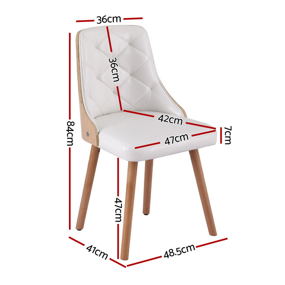1 Set of 2 Artiss Dining Chairs White PU-Furniture &gt; Dining &gt; Kitchen &amp; Dining Chairs-PEROZ Accessories