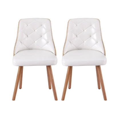 1 Set of 2 Artiss Dining Chairs White PU-Furniture &gt; Dining &gt; Kitchen &amp; Dining Chairs-PEROZ Accessories
