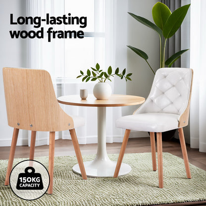 1 Set of 2 Artiss Dining Chairs White PU-Furniture &gt; Dining &gt; Kitchen &amp; Dining Chairs-PEROZ Accessories