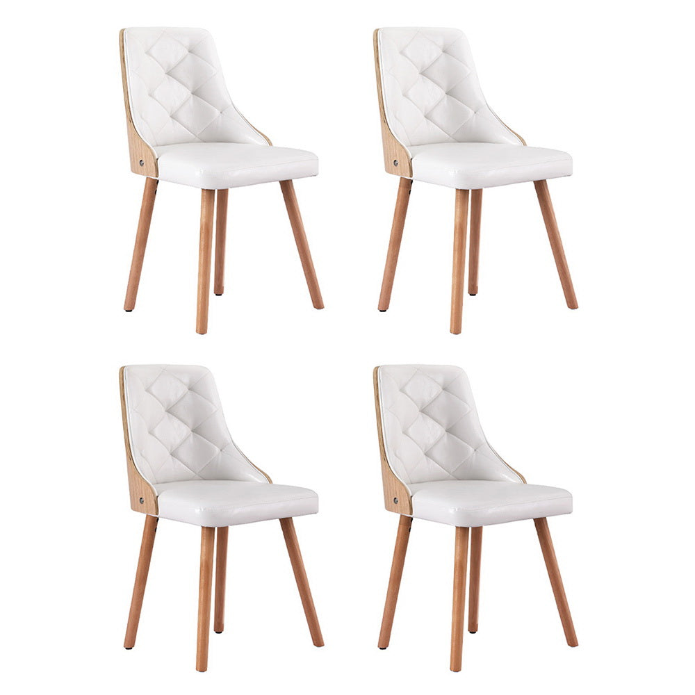 1 Set of 4 Artiss Dining Chairs White PU-Furniture &gt; Dining &gt; Kitchen &amp; Dining Chairs-PEROZ Accessories