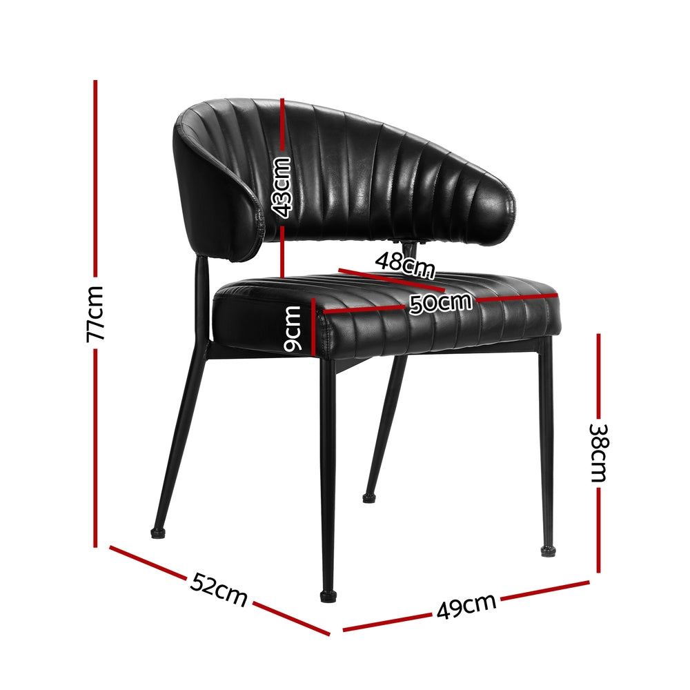 Artiss Dining Chairs Set of 2 Leather Hollow Armchair Black-Furniture &gt; Bar Stools &amp; Chairs-PEROZ Accessories