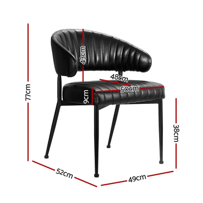 Artiss Dining Chairs Set of 2 Leather Hollow Armchair Black-Furniture &gt; Bar Stools &amp; Chairs-PEROZ Accessories
