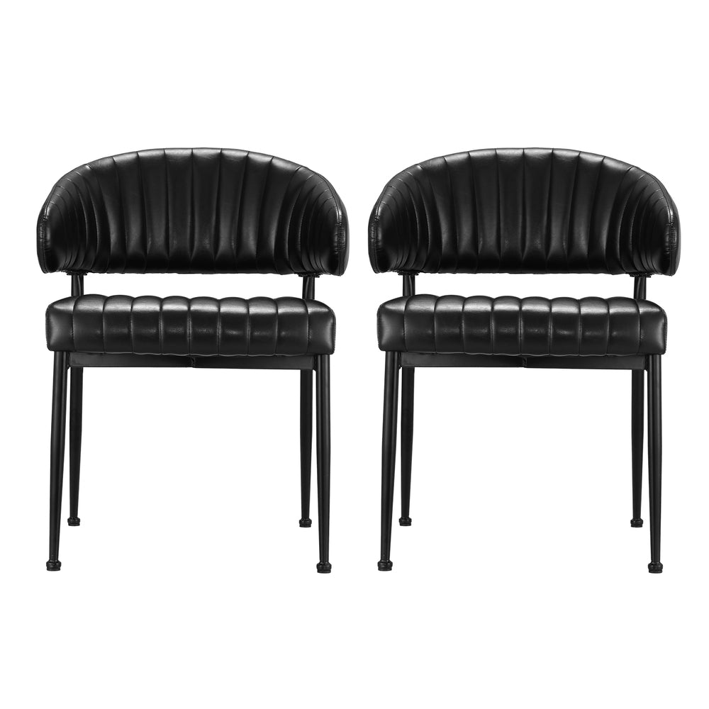 Artiss Dining Chairs Set of 2 Leather Hollow Armchair Black-Furniture &gt; Bar Stools &amp; Chairs-PEROZ Accessories