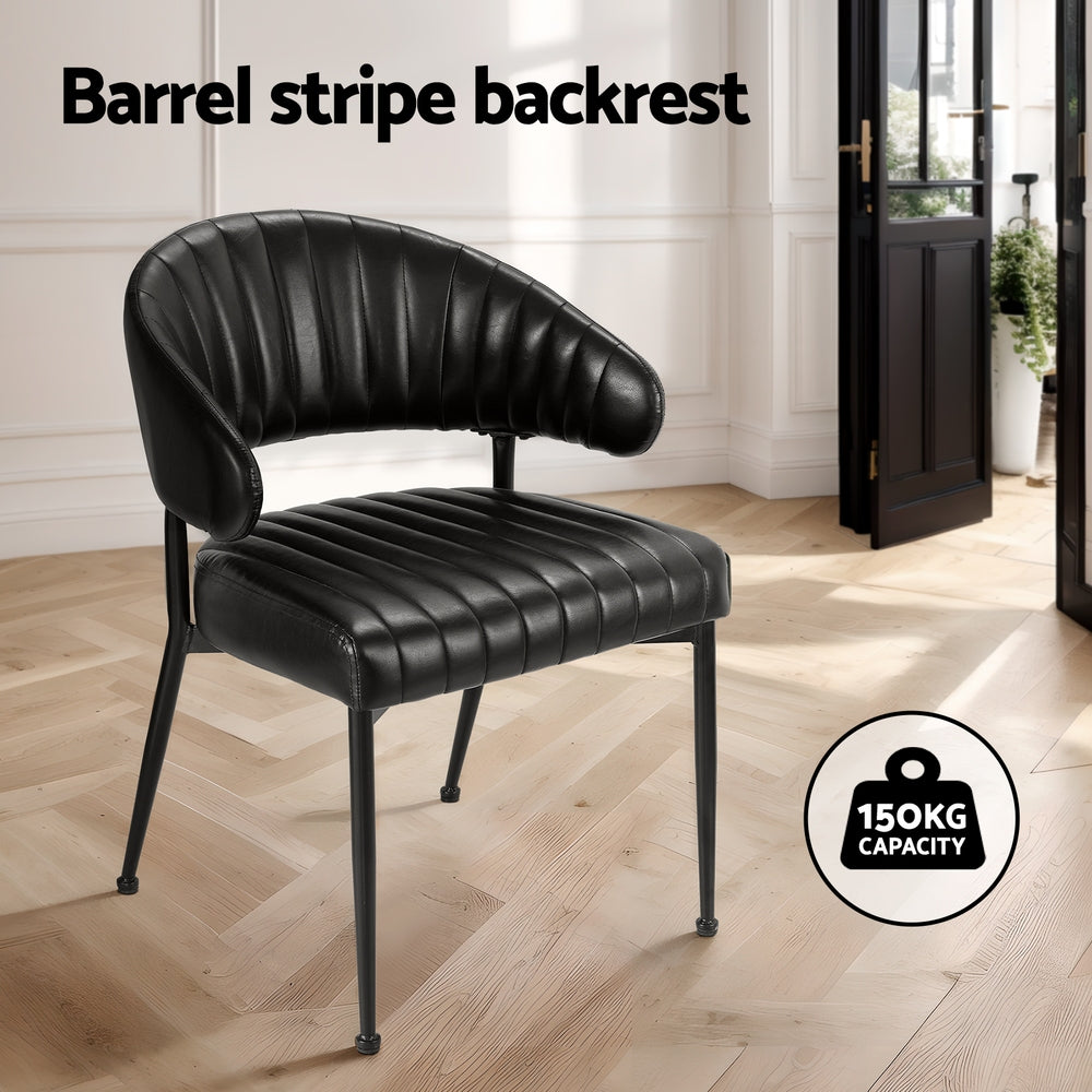 Artiss Dining Chairs Set of 2 Leather Hollow Armchair Black-Furniture &gt; Bar Stools &amp; Chairs-PEROZ Accessories