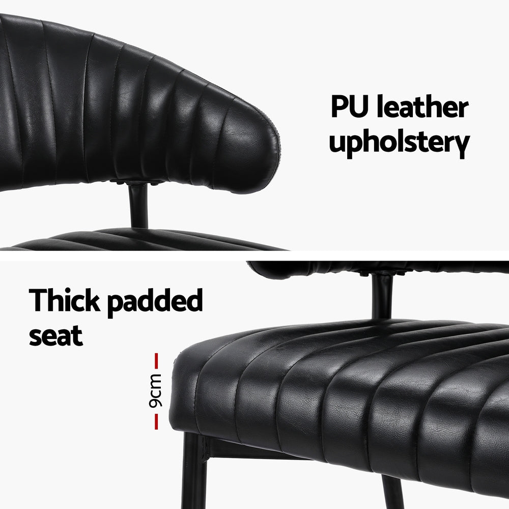 Artiss Dining Chairs Set of 2 Leather Hollow Armchair Black-Furniture &gt; Bar Stools &amp; Chairs-PEROZ Accessories