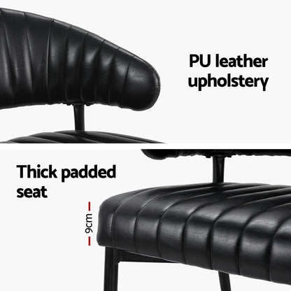 Artiss Dining Chairs Set of 2 Leather Hollow Armchair Black-Furniture &gt; Bar Stools &amp; Chairs-PEROZ Accessories
