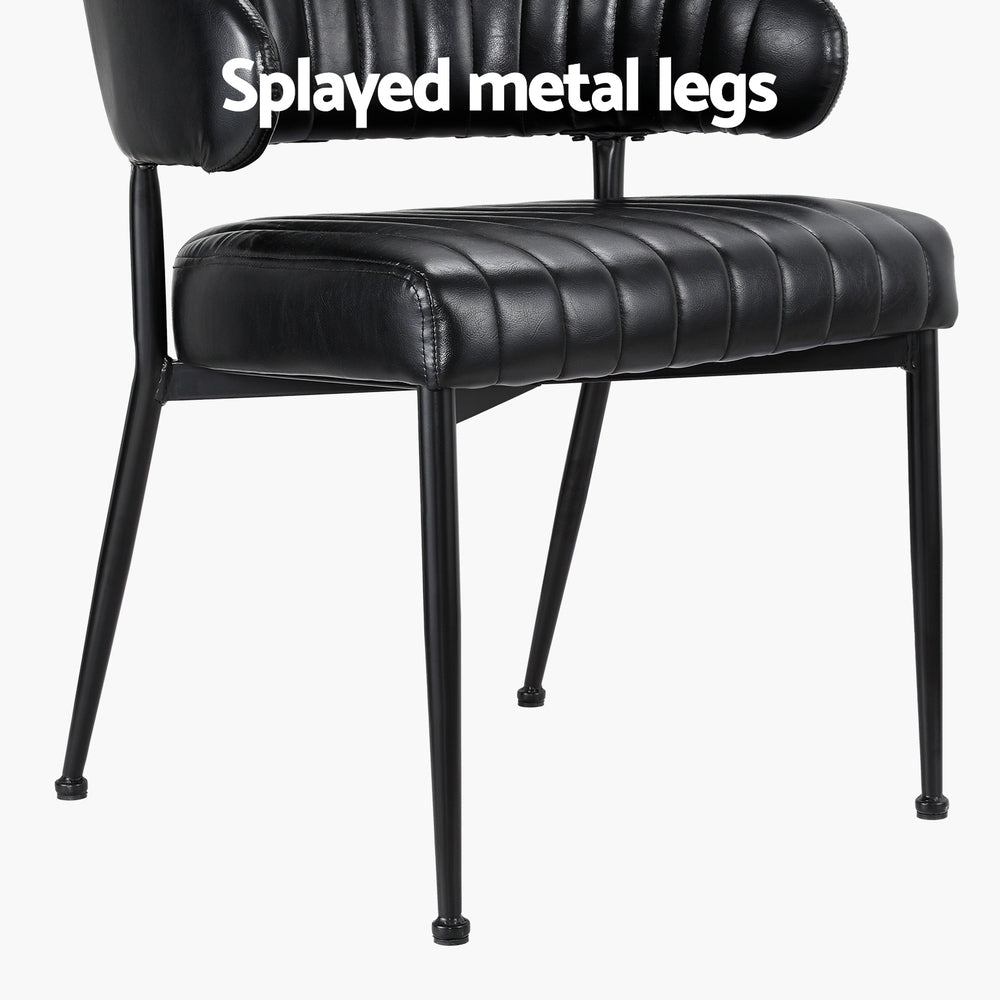 Artiss Dining Chairs Set of 2 Leather Hollow Armchair Black-Furniture &gt; Bar Stools &amp; Chairs-PEROZ Accessories