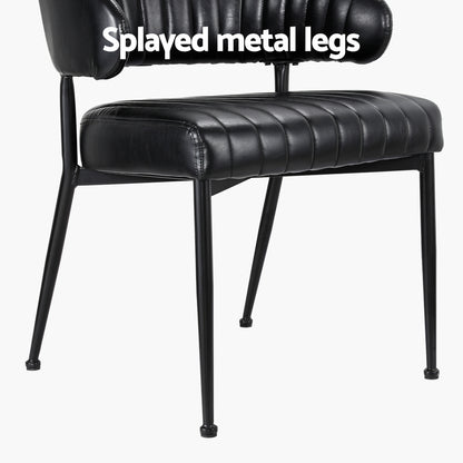 Artiss Dining Chairs Set of 2 Leather Hollow Armchair Black-Furniture &gt; Bar Stools &amp; Chairs-PEROZ Accessories