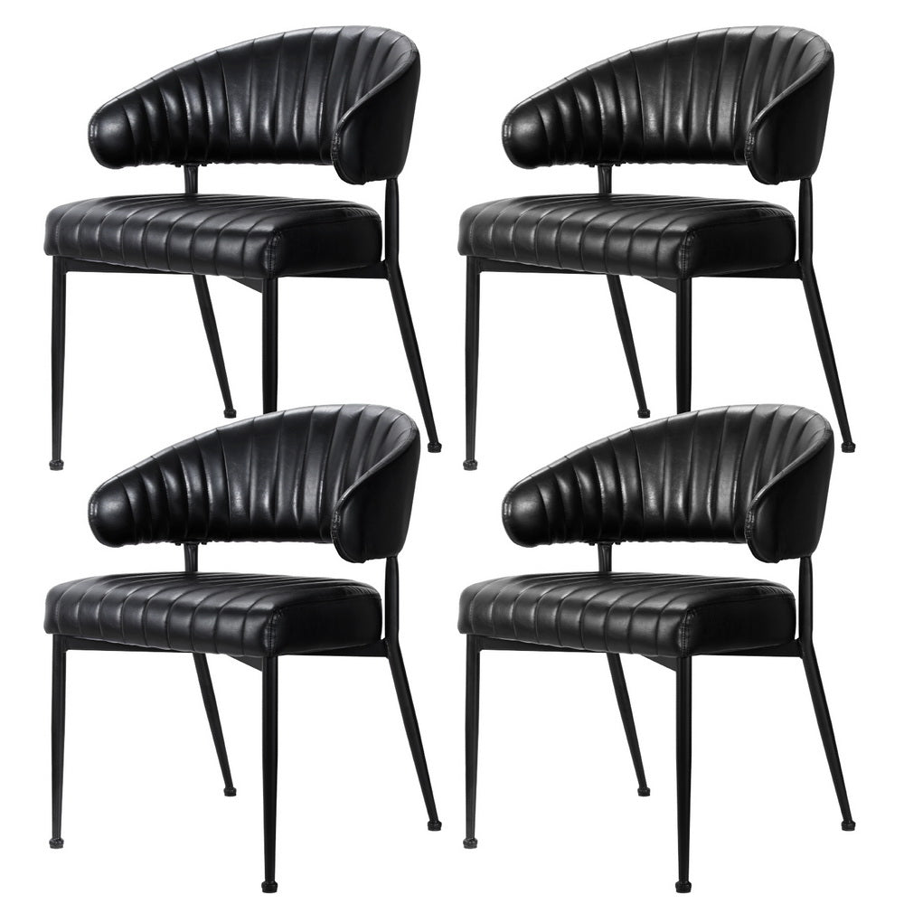 Artiss Dining Chairs Set of 4 Leather Hollow Armchair Black-Furniture &gt; Dining &gt; Kitchen &amp; Dining Chairs-PEROZ Accessories