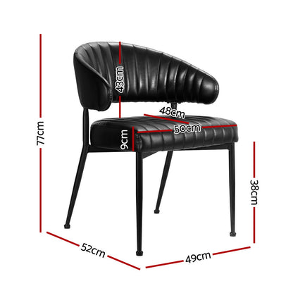 Artiss Dining Chairs Set of 4 Leather Hollow Armchair Black-Furniture &gt; Dining &gt; Kitchen &amp; Dining Chairs-PEROZ Accessories