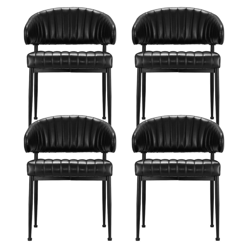 Artiss Dining Chairs Set of 4 Leather Hollow Armchair Black-Furniture &gt; Dining &gt; Kitchen &amp; Dining Chairs-PEROZ Accessories