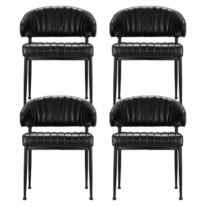Artiss Dining Chairs Set of 4 Leather Hollow Armchair Black-Furniture &gt; Dining &gt; Kitchen &amp; Dining Chairs-PEROZ Accessories
