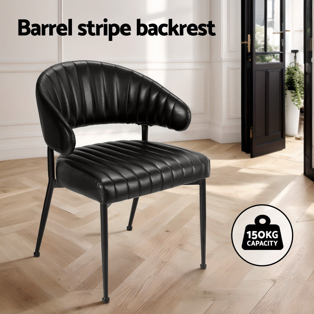 Artiss Dining Chairs Set of 4 Leather Hollow Armchair Black-Furniture &gt; Dining &gt; Kitchen &amp; Dining Chairs-PEROZ Accessories