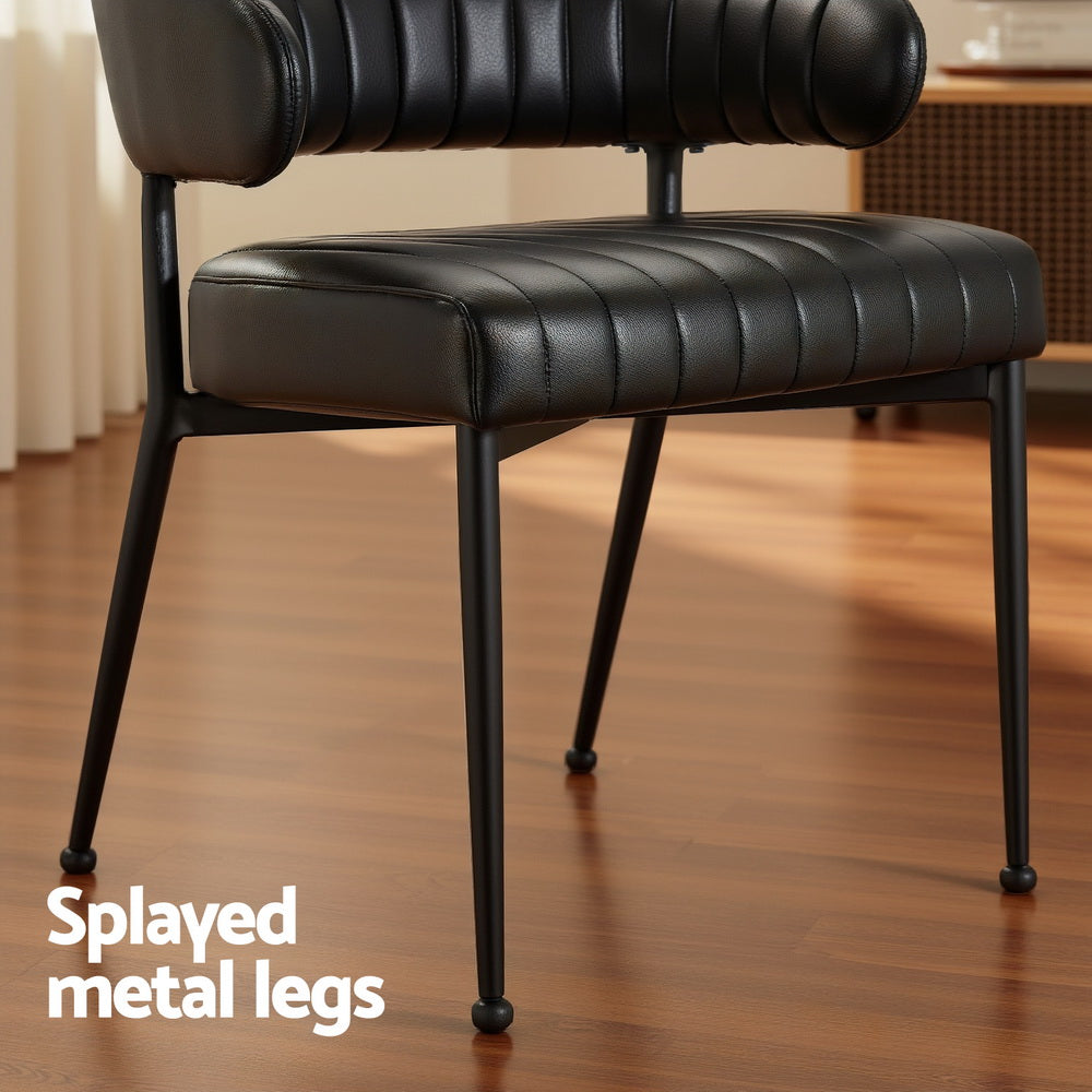 Artiss Dining Chairs Set of 4 Leather Hollow Armchair Black-Furniture &gt; Dining &gt; Kitchen &amp; Dining Chairs-PEROZ Accessories