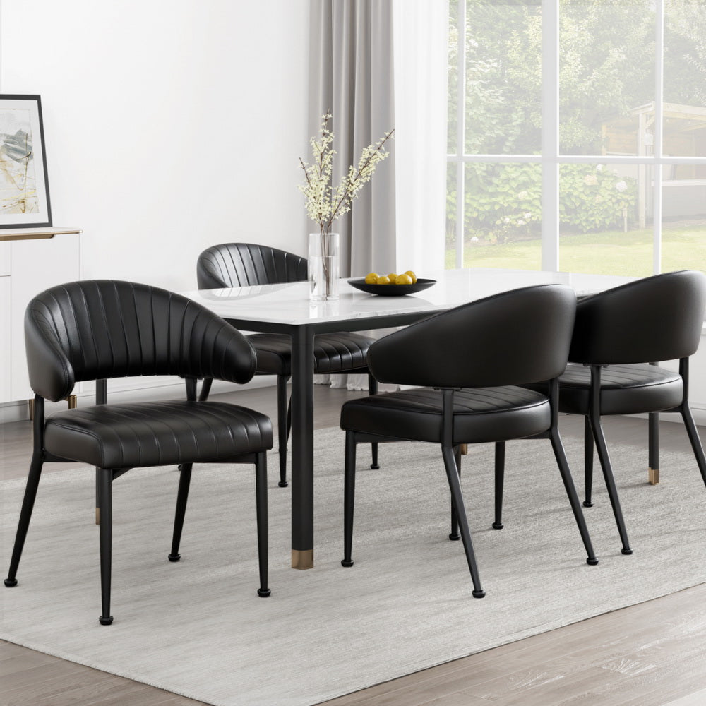Artiss Dining Chairs Set of 4 Leather Hollow Armchair Black-Furniture &gt; Dining &gt; Kitchen &amp; Dining Chairs-PEROZ Accessories