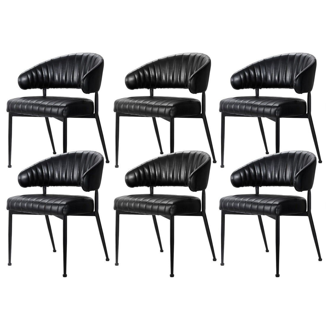 Artiss Dining Chairs Set of 6 Leather Hollow Armchair Black