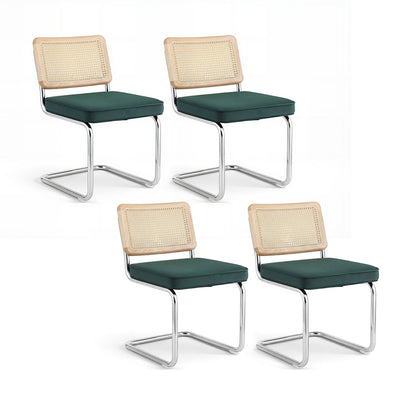 Artiss Dining Chairs Set of 4 Velvet Rattan Cantilever Green-Furniture &gt; Dining &gt; Kitchen &amp; Dining Chairs-PEROZ Accessories