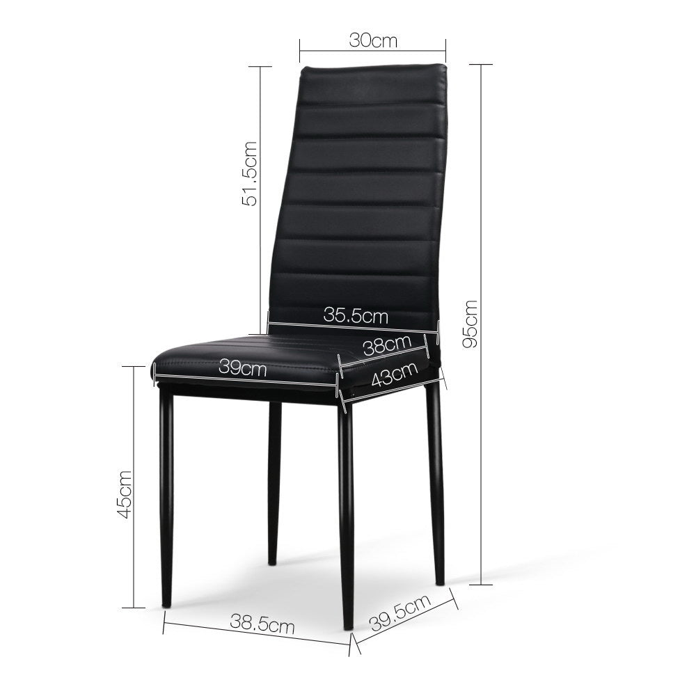 Artiss Dining Chairs Set of 4 Leather Channel Tufted Black-Dining Chairs-PEROZ Accessories