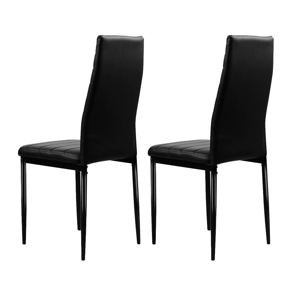 Artiss Dining Chairs Set of 4 Leather Channel Tufted Black-Dining Chairs-PEROZ Accessories