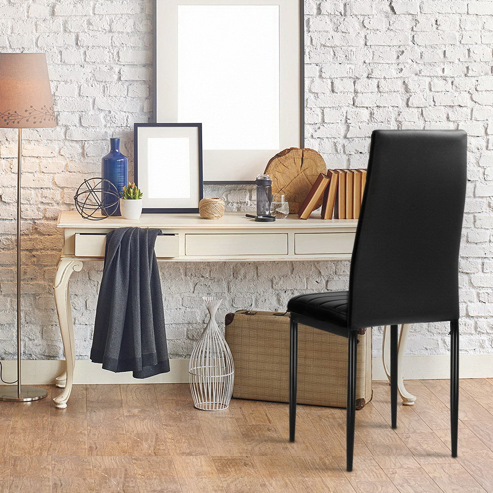 Artiss Dining Chairs Set of 4 Leather Channel Tufted Black-Dining Chairs-PEROZ Accessories