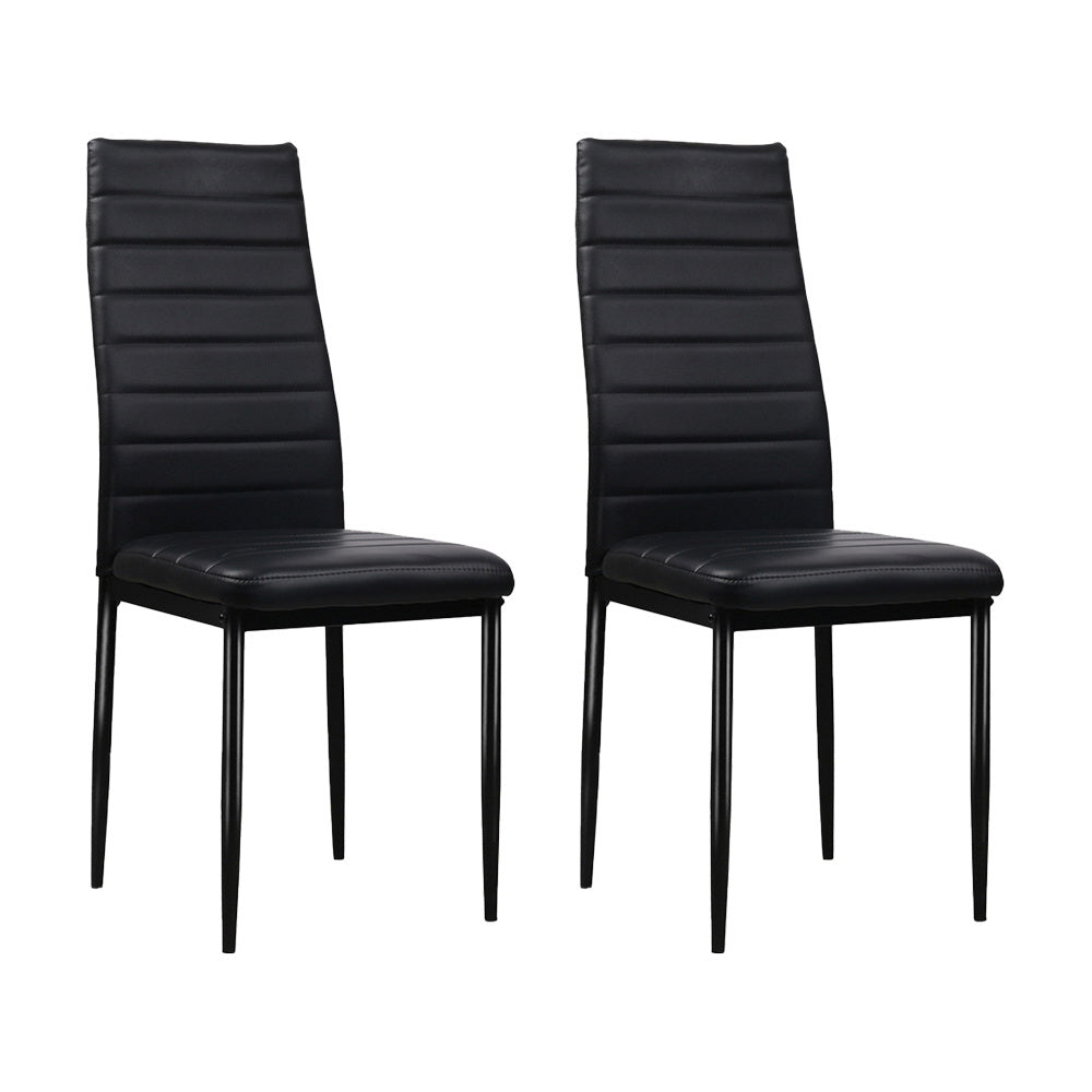 Artiss Dining Chairs Set of 4 Leather Channel Tufted Black-Dining Chairs-PEROZ Accessories