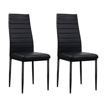 Artiss Dining Chairs Set of 4 Leather Channel Tufted Black-Dining Chairs-PEROZ Accessories