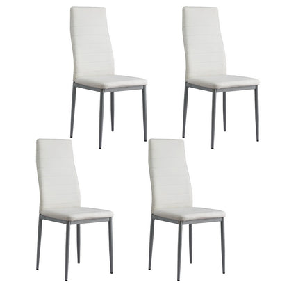 Artiss Dining Chairs Set of 4 Leather Channel Tufted White-Furniture &gt; Dining &gt; Kitchen &amp; Dining Chairs-PEROZ Accessories