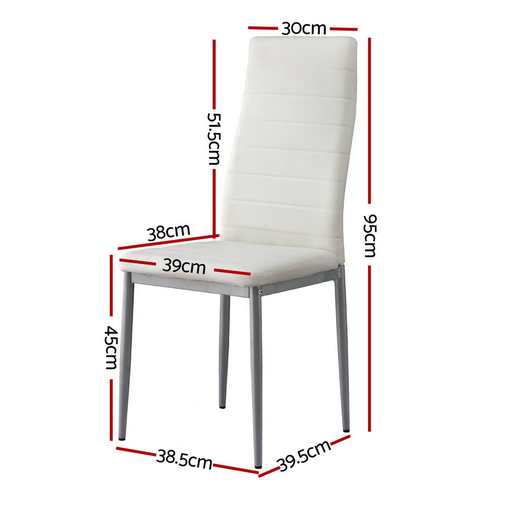 Artiss Dining Chairs Set of 4 Leather Channel Tufted White-Furniture &gt; Dining &gt; Kitchen &amp; Dining Chairs-PEROZ Accessories