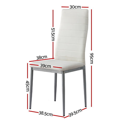 Artiss Dining Chairs Set of 4 Leather Channel Tufted White-Furniture &gt; Dining &gt; Kitchen &amp; Dining Chairs-PEROZ Accessories