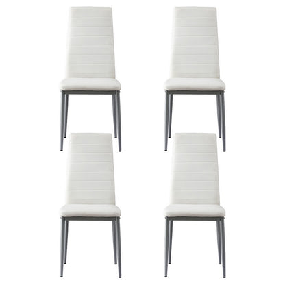 Artiss Dining Chairs Set of 4 Leather Channel Tufted White-Furniture &gt; Dining &gt; Kitchen &amp; Dining Chairs-PEROZ Accessories