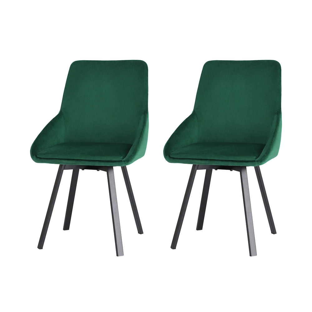 Artiss Dining Chairs Set of 2 Velvet Swivel Base Green-Furniture &gt; Dining-PEROZ Accessories