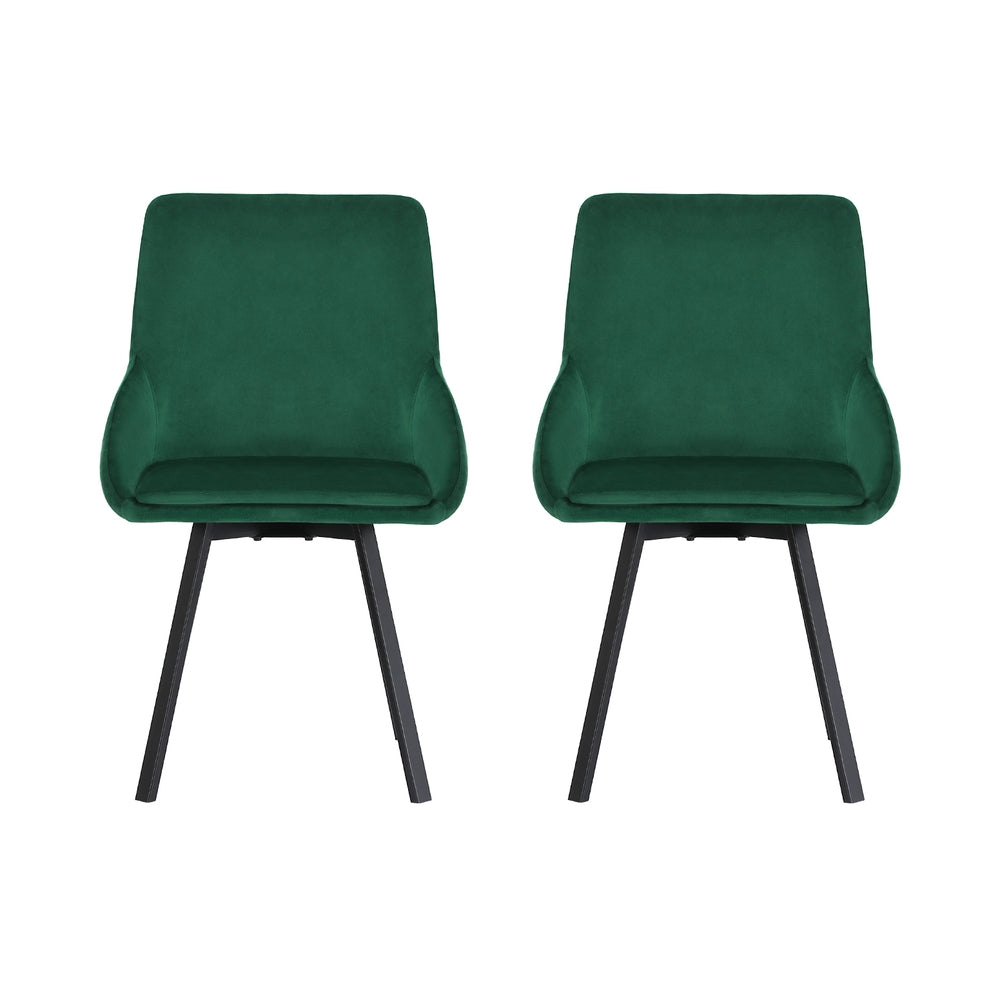 Artiss Dining Chairs Set of 2 Velvet Swivel Base Green-Furniture &gt; Dining-PEROZ Accessories