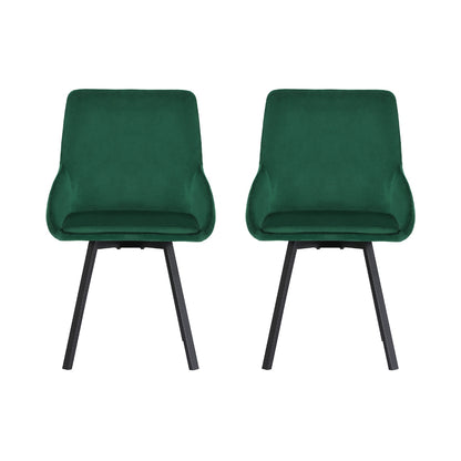 Artiss Dining Chairs Set of 2 Velvet Swivel Base Green-Furniture &gt; Dining-PEROZ Accessories