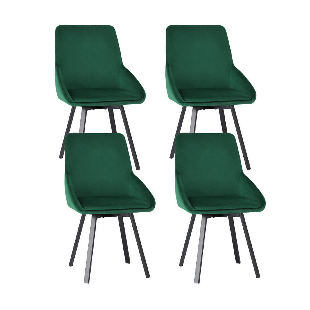 Artiss Dining Chairs Set of 4 Velvet Swivel Base Green-Furniture &gt; Dining &gt; Kitchen &amp; Dining Chairs-PEROZ Accessories