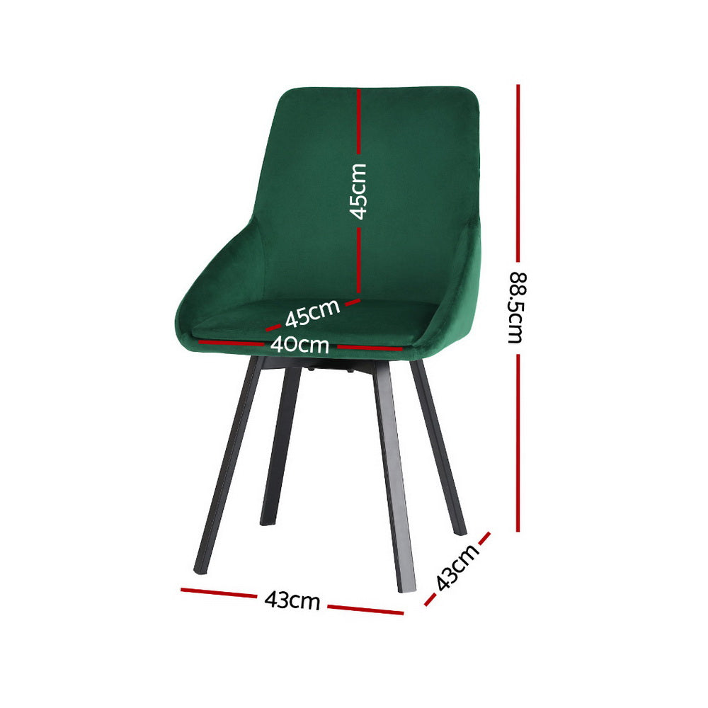 Artiss Dining Chairs Set of 4 Velvet Swivel Base Green-Furniture &gt; Dining &gt; Kitchen &amp; Dining Chairs-PEROZ Accessories