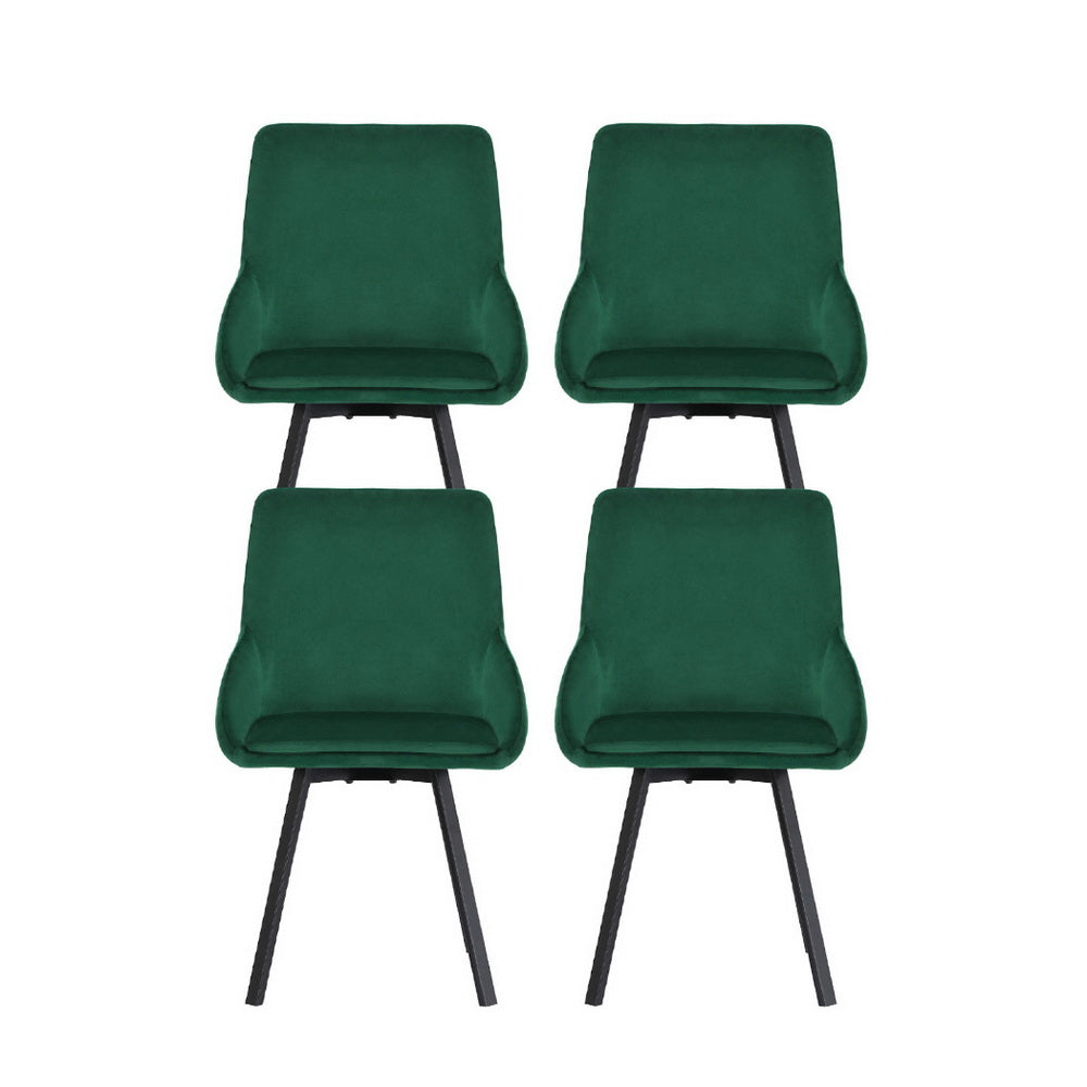 Artiss Dining Chairs Set of 4 Velvet Swivel Base Green-Furniture &gt; Dining &gt; Kitchen &amp; Dining Chairs-PEROZ Accessories