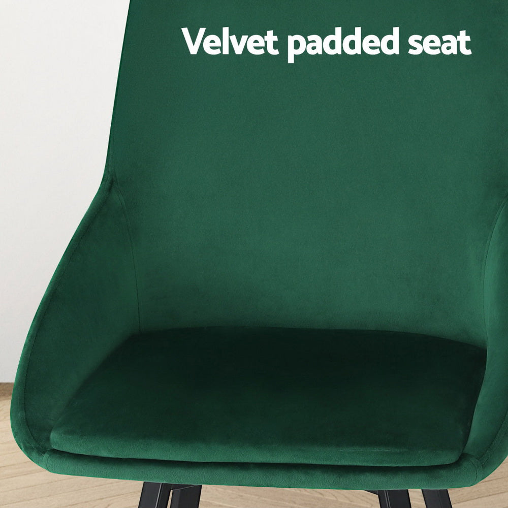 Artiss Dining Chairs Set of 4 Velvet Swivel Base Green-Furniture &gt; Dining &gt; Kitchen &amp; Dining Chairs-PEROZ Accessories